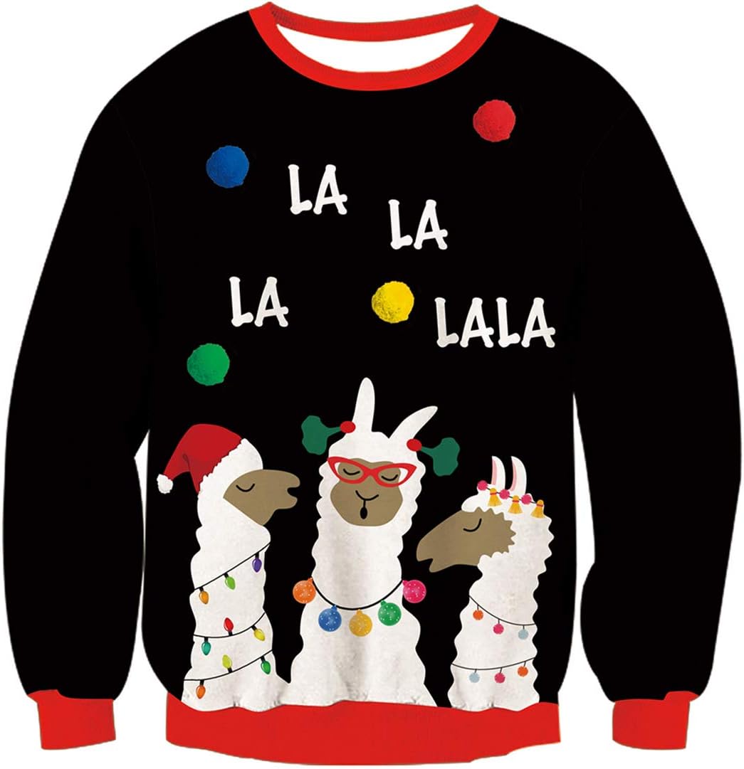 NEWISTAR Unisex Weihnachtspullover Jungen Strickpullover 3D Druck Pullover Weihnachten Jumper Ugly C
