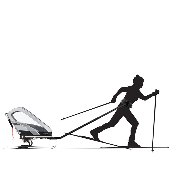 Cybex Skiing Kit für Multisport-Anhänger ZENO, Inkl. 2 Zugstangen, 2 Skiern und Hüftgurt, Schwarz Sk