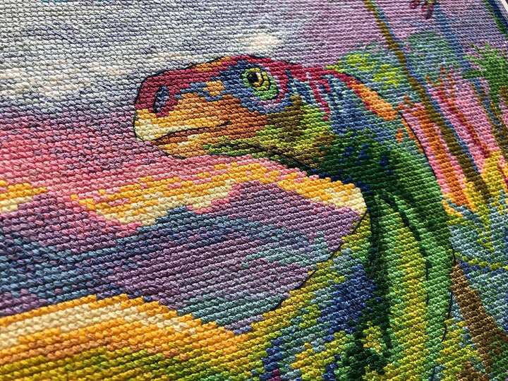 Riolis Kreuzstich Set Das Zeitalter der Dinosaurier, Zählmuster, 40x40cm
