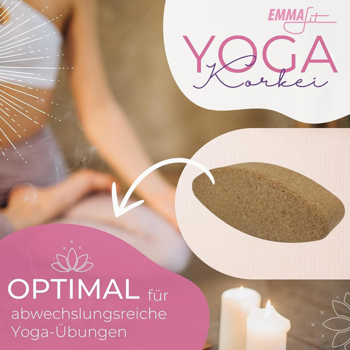 EMMAfit Kork Yoga Egg I 305 x 120 x 75mm I hochwertiges Yogaei aus Kork für Yoga-Übungen I hygienisc