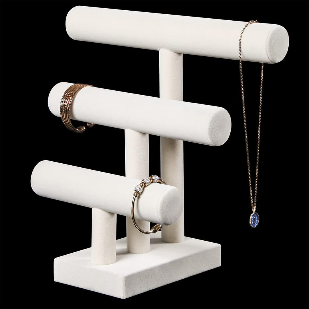 3-stöckiger Armbandhalter, Armband-Display zum Verkauf, beigefarbener Schmuckständer für Armreifen,