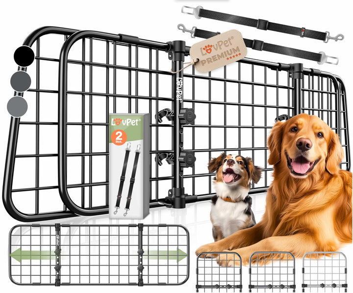 Lovpet® Hundegitter Auto, Autoschutzgitter Trenngitter Universal, verstellbare Breite, Kopfstütze Ko