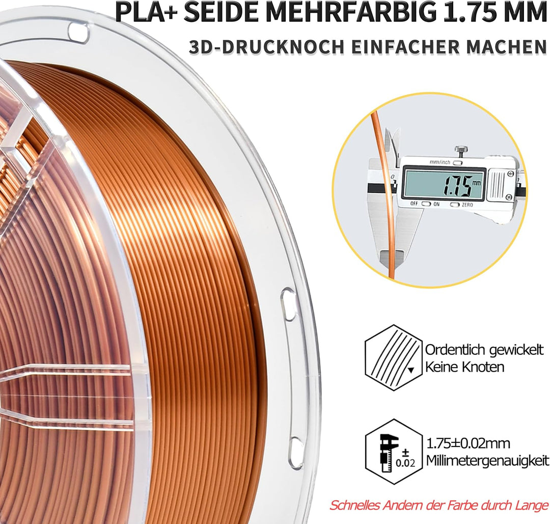 iBOSS PLA Plus (PLA+) Glänzendes Seide 3D Drucker Filament 1,75mm, Seiden filament Masshaltigkeit +/