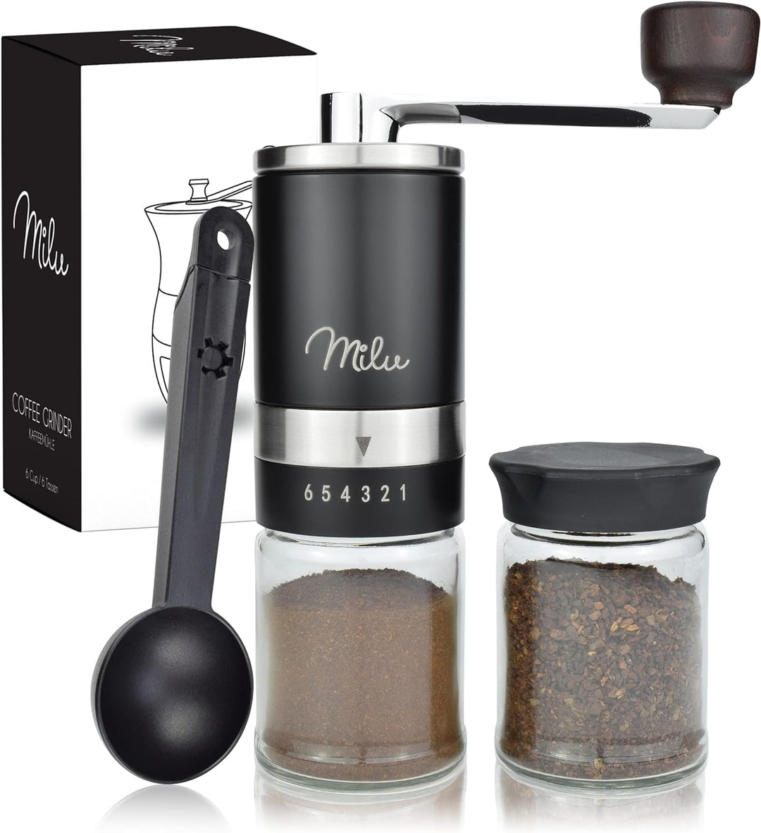 Milu Manuelle Kaffeemühle Handkaffeemühle mit Keramik Mahlwerk I 6 Stufen Mahlgradeinstellung I Espr