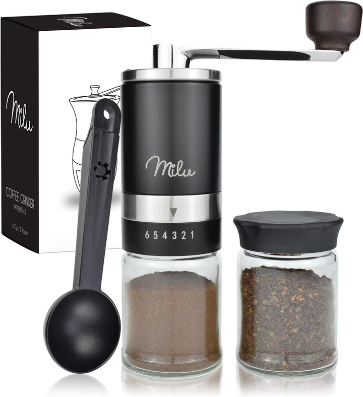 Milu Manuelle Kaffeemühle Handkaffeemühle mit Keramik Mahlwerk I 6 Stufen Mahlgradeinstellung I Espr