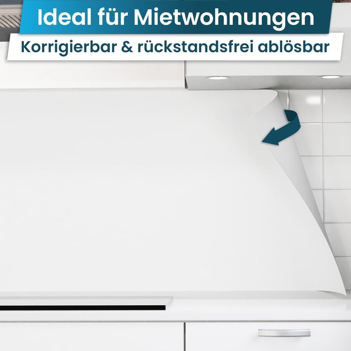 danario Küchenrückwand selbstklebend - Glasoptik - Spritzschutz Küche - versteifte PET Folie - 0,8 m