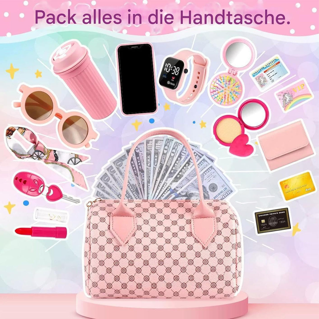 Spielhandtasche Für Kinder - Kleinkind Handtasche Mit Spiel-Kosmetik,Prinzessinnen Verwandlungsspiel