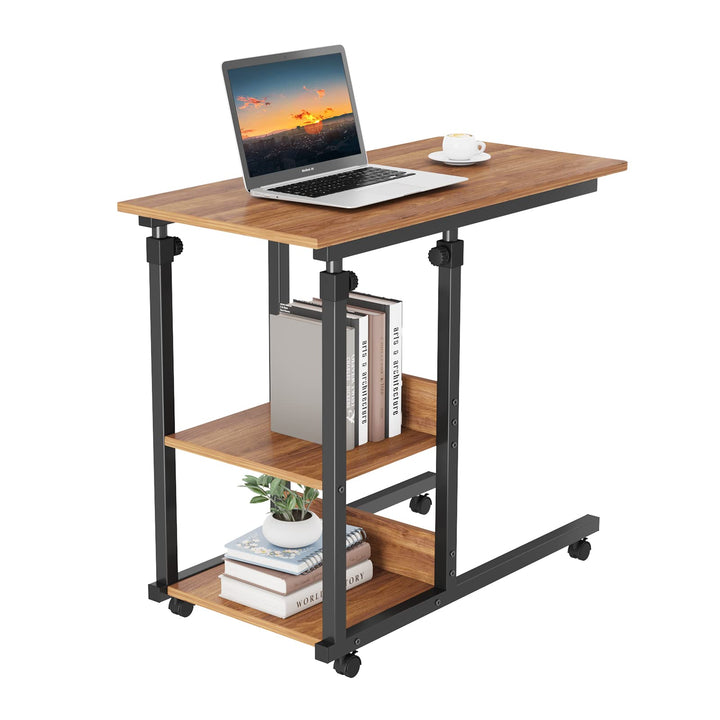 Dripex Beistelltisch mit Rollen Laptoptisch Höhenverstellbar Schreibtisch aus Holz, Sofatisch Nachtt