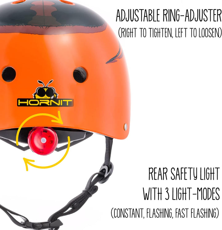 hornit Kinderhelm Fahrradhelm für Mädchen und Jungs Herren und Damen - Komplett einstellbar - LED Rü