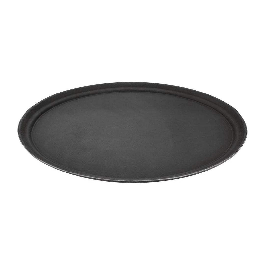 Olympia Kristallon Oval Anti-Rutsch Serviertablett, Schwarz: 685(B)x560(T)mm, Polypropylen Kunststof