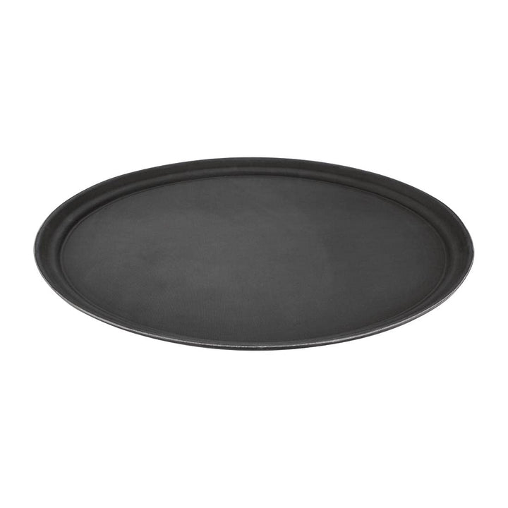 Olympia Kristallon Oval Anti-Rutsch Serviertablett, Schwarz: 685(B)x560(T)mm, Polypropylen Kunststof
