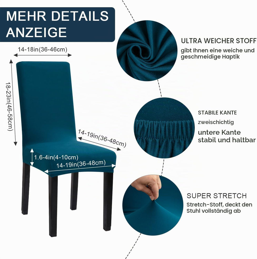 mafudoxi Stuhlhussen 6er Set, Stretch Abnehmbare Waschbar Stuhlbezug, Stretch Stuhlhusse mit Gummiba