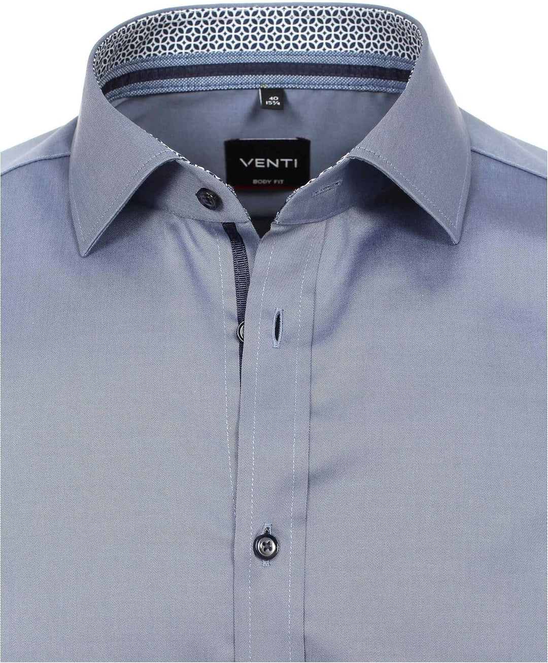 Venti Businesshemd Uni Body Fit Standard 35 Mittelblau, Standard 35 Mittelblau