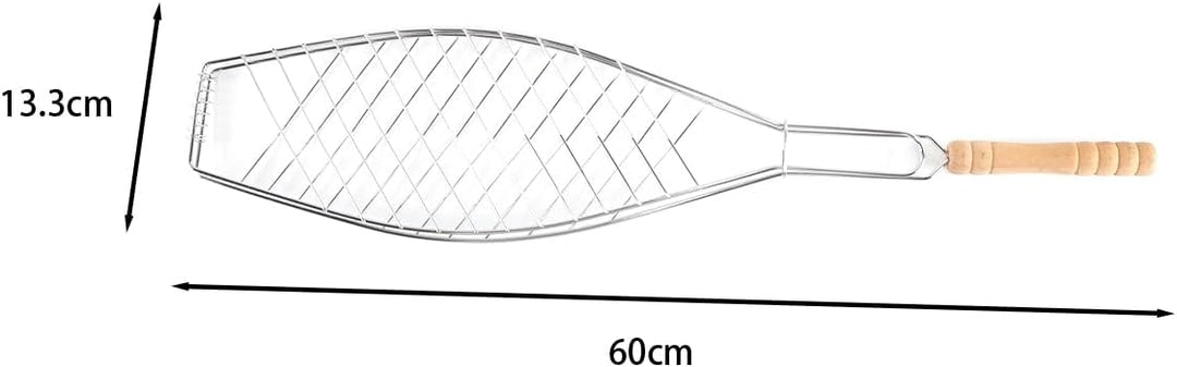 Fischgrillhalter, Fischzange Zum Grillen, Gegrillter Fisch Mit Holzgriff Und Dickem BBQ-Grill