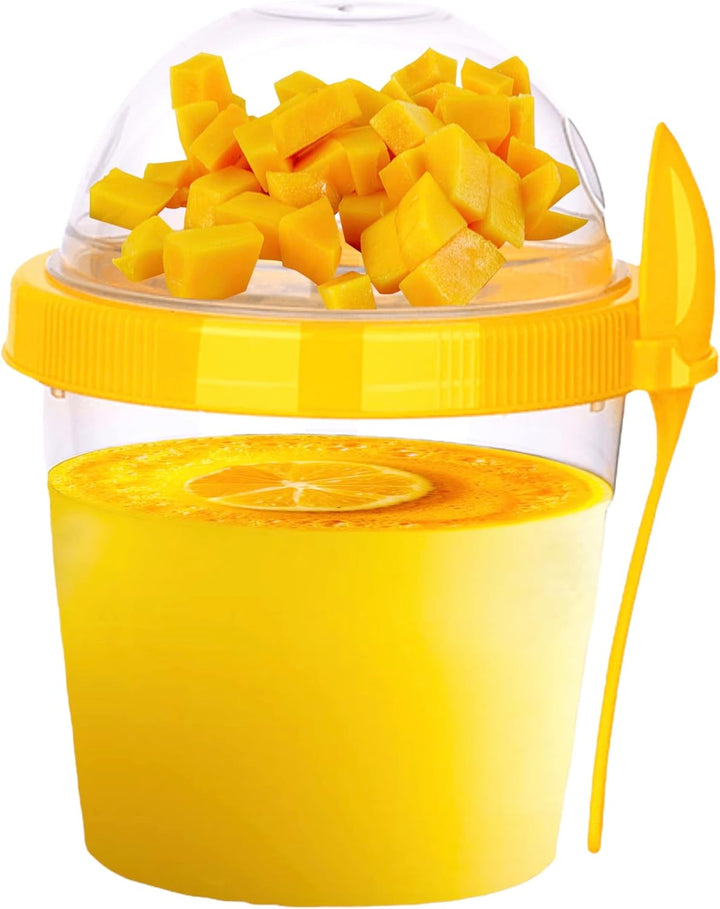 Joghurtbecher mit Löffel, 500ml wiederverwendbare Frühstückstöpfe, Müslibehälter für unterwegs, Lunc