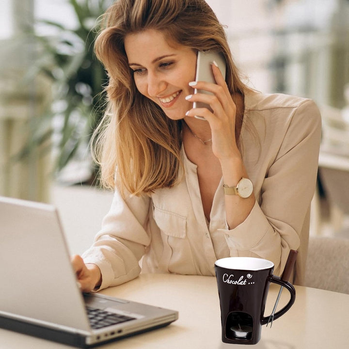 Schokoladen Fondue Becher Set | 130 Ml Teelicht Schokofondue Tasse Aus Keramik | Schoko Fondue Teeli