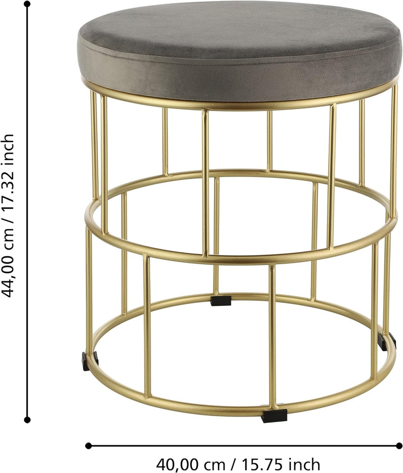 EGLO LIVING 2er Set Hocker Mashike, Elegante Sitzhocker, runde Couch Beistellhocker, Pouf aus Samt i