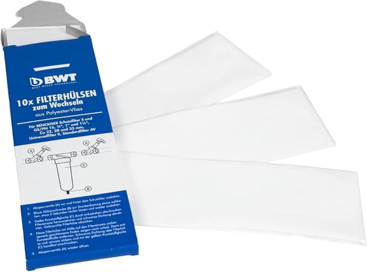 BWT 10999 Filterhülsen zum Wechseln aus Polyester-Vlies DN 20-32 in Wechselbox 10 STK, weiss, Stück