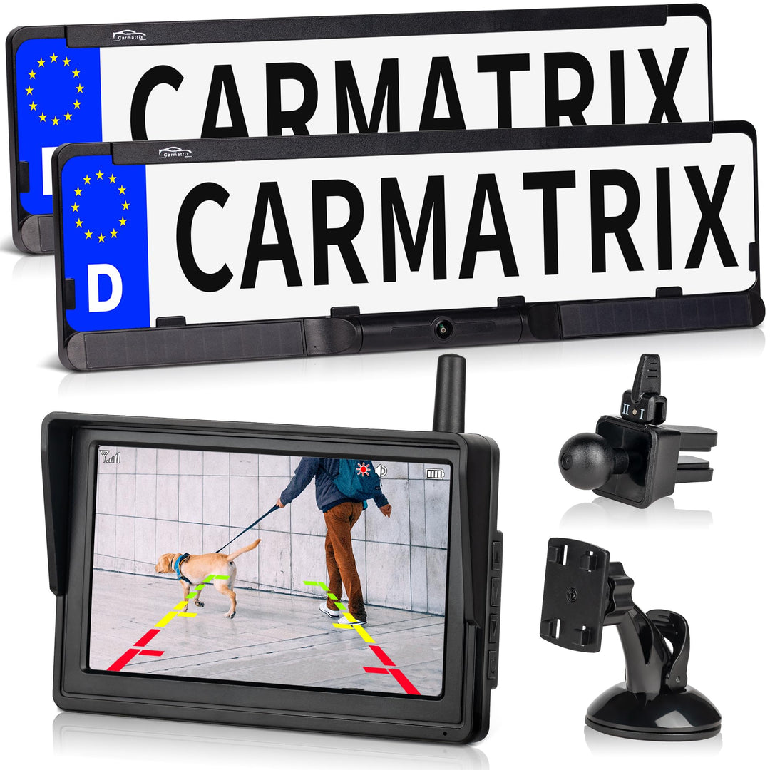 Solar Funk Auto Rückfahrsystem HD Rückfahrkamera im KFZ Nummernschild mit 5" IPS Monitor Vorne und H