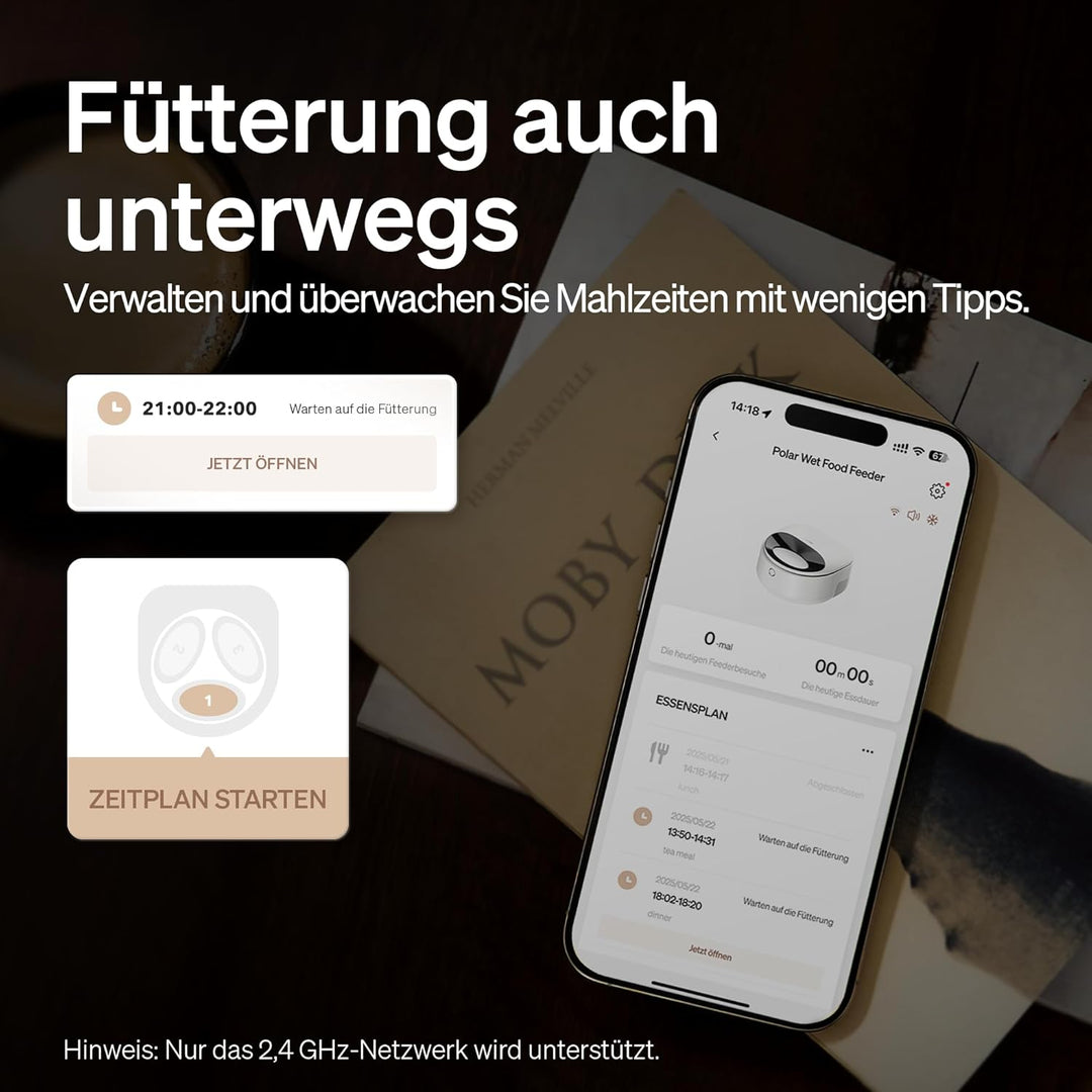 PETLIBRO Futterautomat Katze Nassfutter, Nassfutterautomat mit Halbleiter Kühlung, 2,4 GHz Wi-Fi Sma