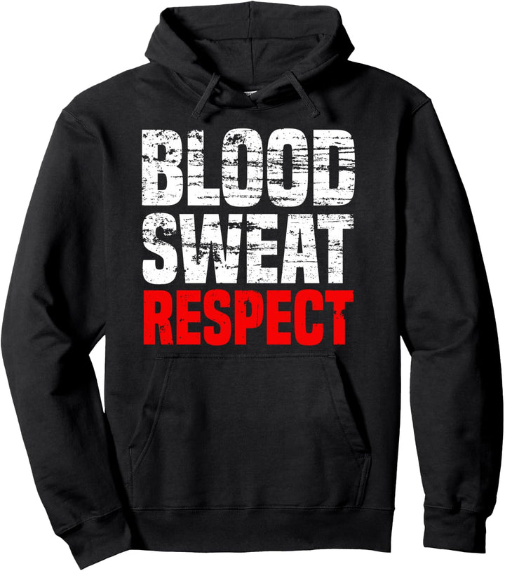 Vintage Blood Sweat Respect Gym Fitness Sport Motivation Pullover Hoodie
