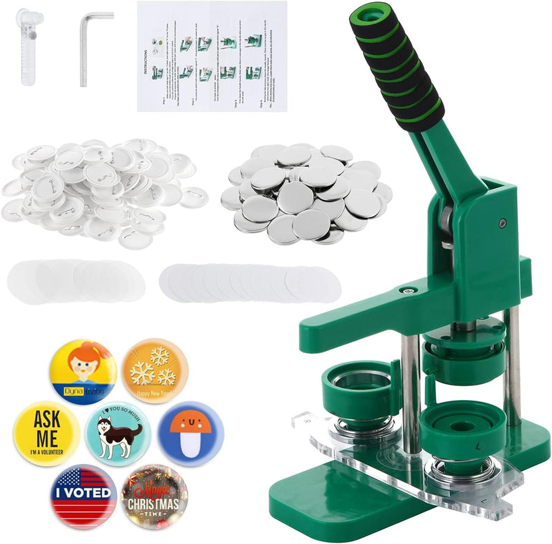 Dyna-Living Buttonmaschine Abzeichen Button Maker 44mm/1.73in, DIY Badge Press Machine mit 100 Zubeh