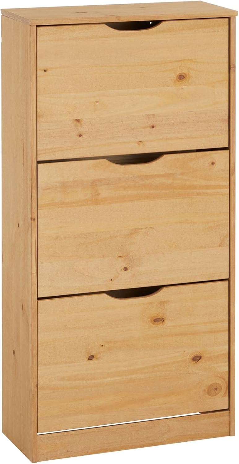 IDIMEX Schuhschrank Basil, schöner Schuhkipper mit 3 Klappen, praktische Schuhkommode aus Kiefer in