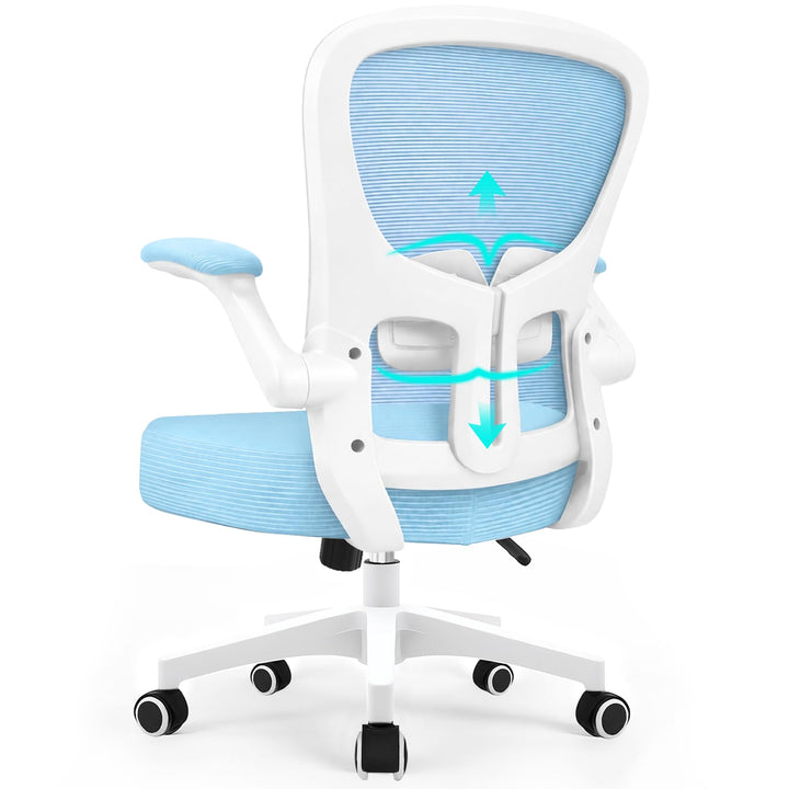 Durrafy Ergonomischer Bürostuhl Schreibtischstuhl mit Hochklappbaren Armlehnen,Verstellbarer Lendenw