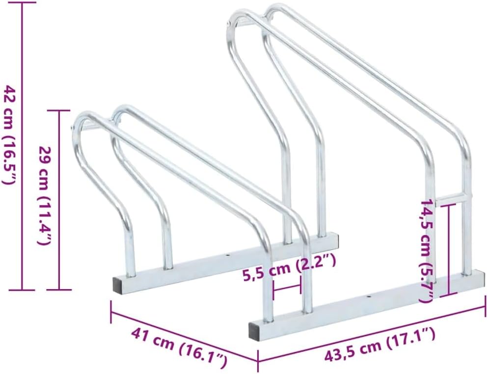 vidaXL Fahrradständer, Aufstellständer für 2 Fahrräder, Radständer Freistehend, Mehrfachständer Bode