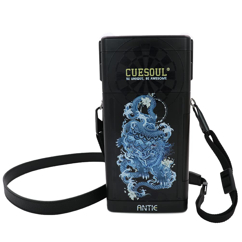 CUESOUL ANTIE Hard Dart Case, Hält 6 Steeldarts/Soft Tip Darts und zusätzliches Zubehör, mit Vier my