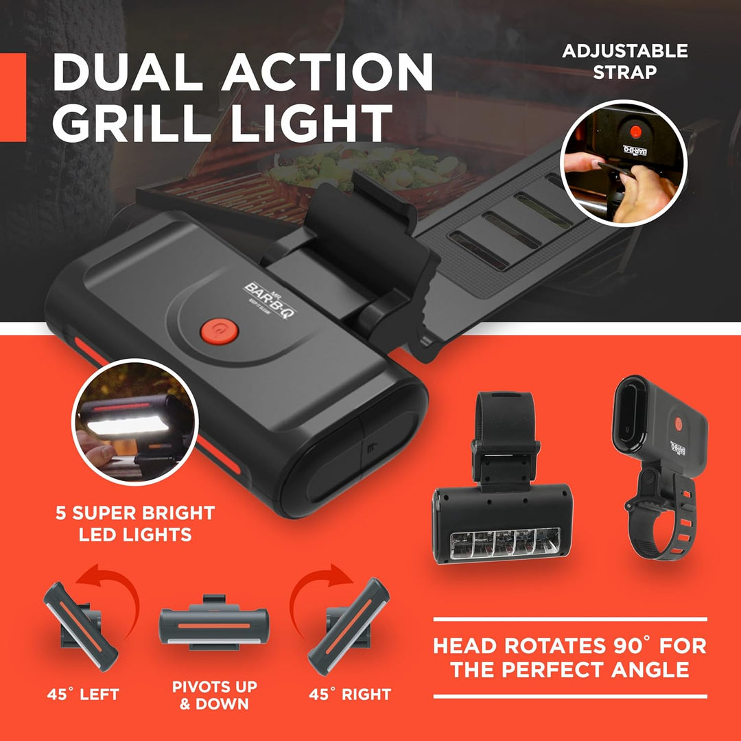 Mr. Bar-B-Q Super helles BBQ LED Grill Dual Action Licht, verstellbarer Lichtkopf und Gurt für den g