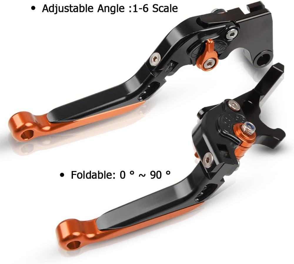 Motorrad Einstellbar Bremskupplungshebel CNC Aluminium für Duke 790 2018 2019-BKBKOROR LS-Schwarz/Or