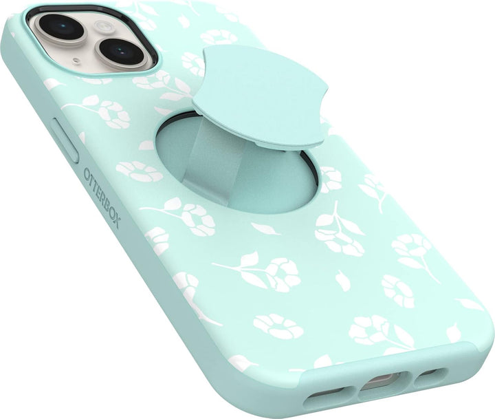 OtterBox OtterGrip Symmetry Serie Hülle für iPhone 13 und 14, Mohnblumen am Meer (Blau), integrierte