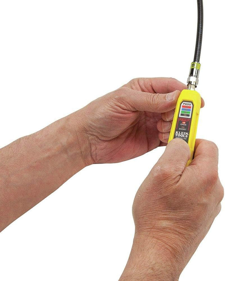 KLEIN TOOLS Koax-Installations- und Kabeltest-Set mit Crimpzange, Abisolierer, Tester und F-Steckern