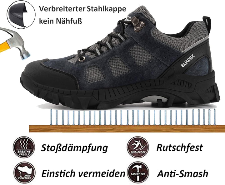 SUADEX Sicherheitsschuhe Arbeitsschuhe Herren Damen Leicht Arbeitsschutzschuhe Stahlkappenschuhe Atm