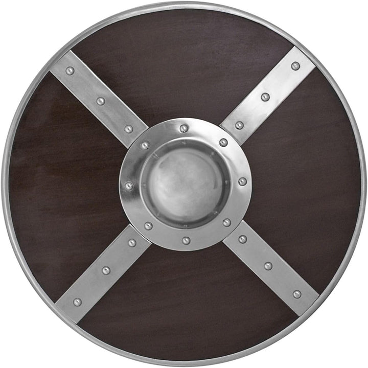 Battle-Merchant Rundschild aus Holz mit Stahlbeschlägen und Buckel | Wikinger - Ritter - Schild - Er