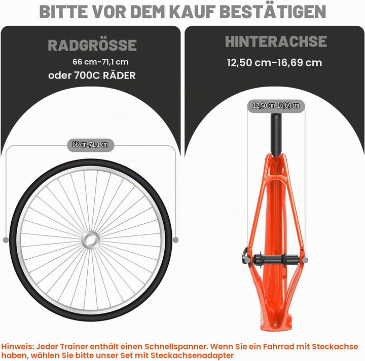 Sportneer Rollentrainer Fahrrad - Magnetischer Rollentrainer für 26-28" &amp; 700C Schnellspanner Vorder