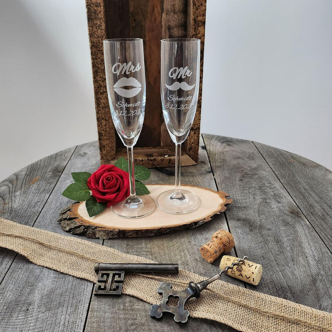 Geschenk zum Valentinstag – Sekt Geschenksets – Sektglas mit Gravur 200ml – Hochzeitsgeschenke – Ges