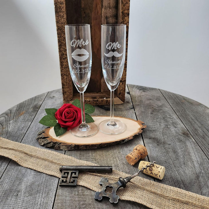 Geschenk zum Valentinstag – Sekt Geschenksets – Sektglas mit Gravur 200ml – Hochzeitsgeschenke – Ges