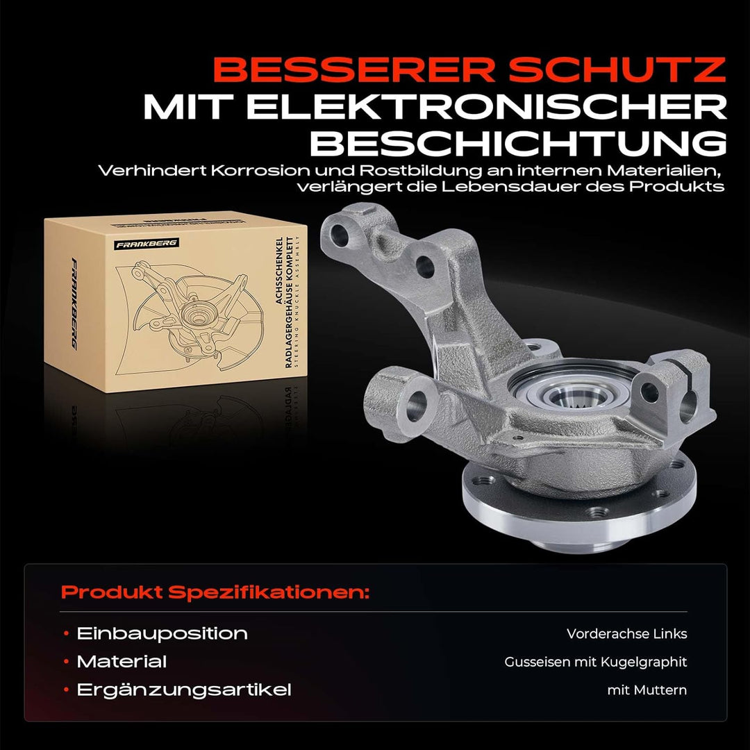 Frankberg Achsschenkel Radlagergehäuse Komplett Vorderachse Links Kompatibel mit Clio II BB CB 1.1L-