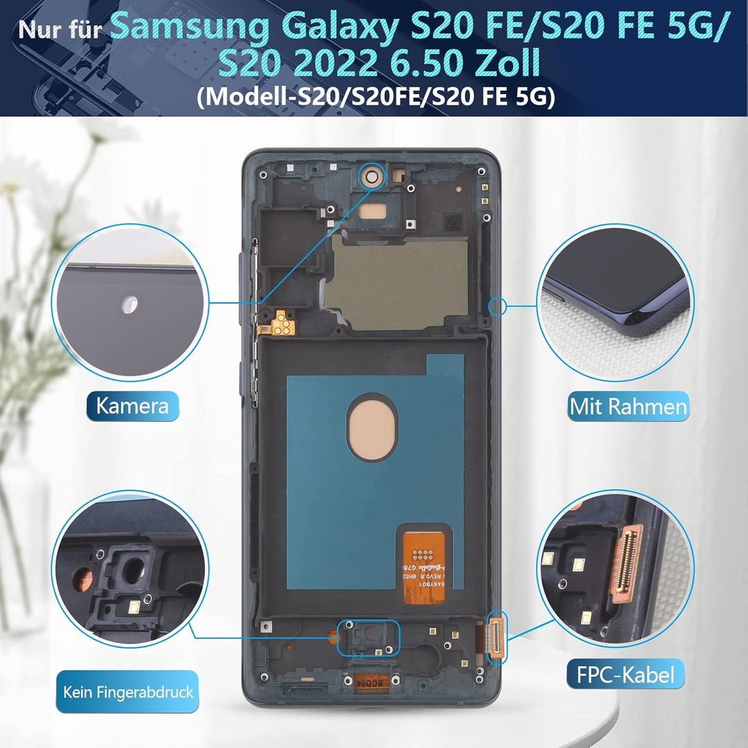 RongZy Display für Samsung Galaxy S20 FE/S20 FE 5G LCD Bildschirmersatz Digitizer Touchscreen Montie