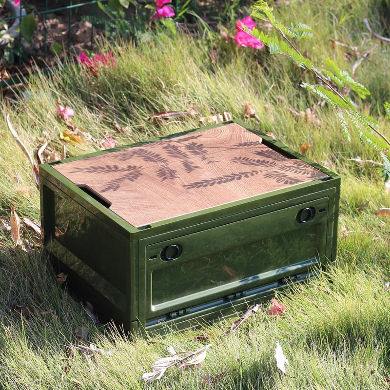 RMAN Aufbewahrungsbox mit Deckel 35L Campingbox für Auto Kofferraum Organize Auto Faltbox mit 4 Roll