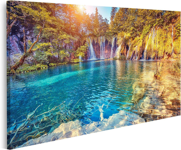islandburner Bild auf Leinwand Plitvicer Seen Nationalpark Majestätische Aussicht Türkisfarbenes Was