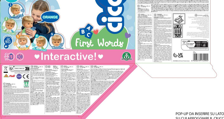 Cicciobello Erste Wörter Babypuppe, interaktives Spielzeug mit Geräuschen, sprechende Puppe für Klei
