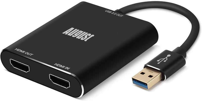 August VGB500 HDMI Capture Card – USB 3.0 Full HD 1080p 60fps – Perfekt für YouTube Twitch Mixer – P