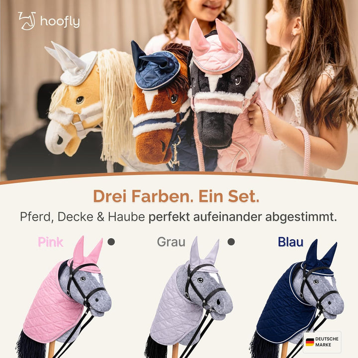 Hobby Horse Set – Grosses Steckenpferd für Kinder mit Decke & Fliegenhaube | Komplettes Hobby Horsin