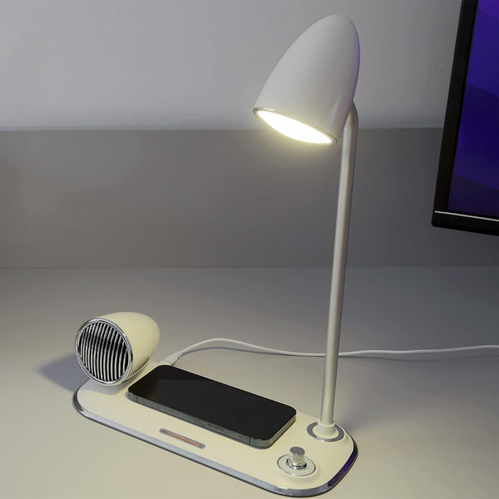 TELLUR Nostalgia Kabelloses Ladegerät, 15 W Leistung, Bluetooth-Lautsprecher 5 W, Schreibtischlampe