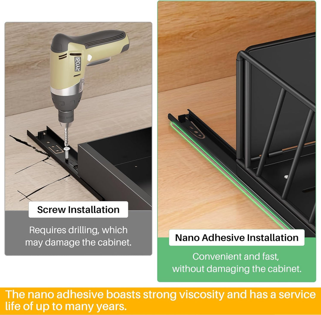 Kitstorack Teleskopschublade, Ausziehbare Schublade für Kabinett Metall Slide Out Organizer mit Grif