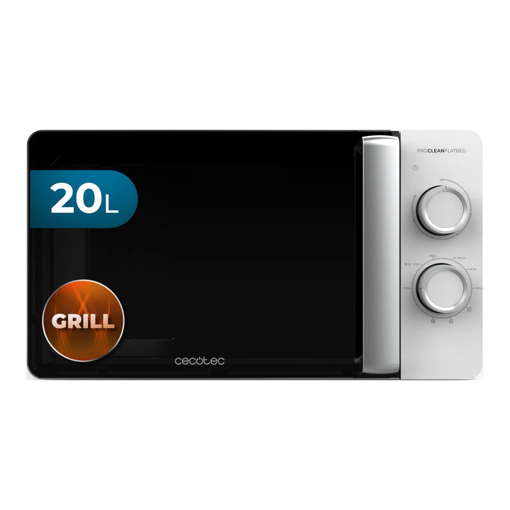 Cecotec Mikrowelle mit Grill Proclean 3110 Flatbed Mikrowelle, Kapazität 20 l, 700 W, 6 verstellbare