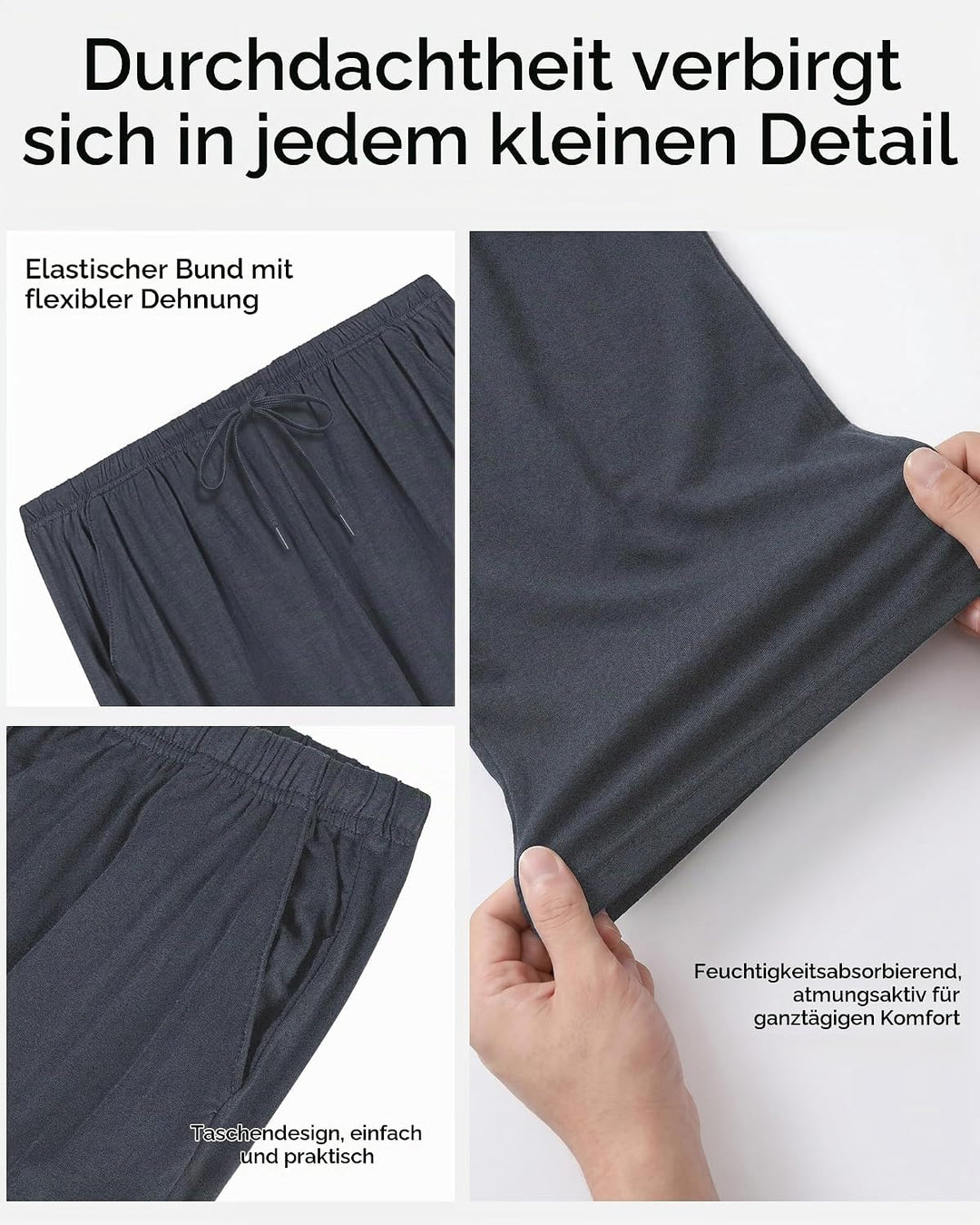 Chalier Cozy 2er Pack Pyjamahose Herren Kurz Modal Schlafanzughose Weich Verstellbare Taille, Beidse
